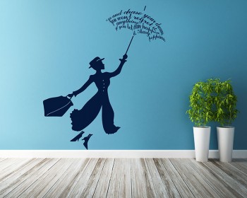 Mary Poppins Vinyl Decals Silhouette Wall Art Sticker